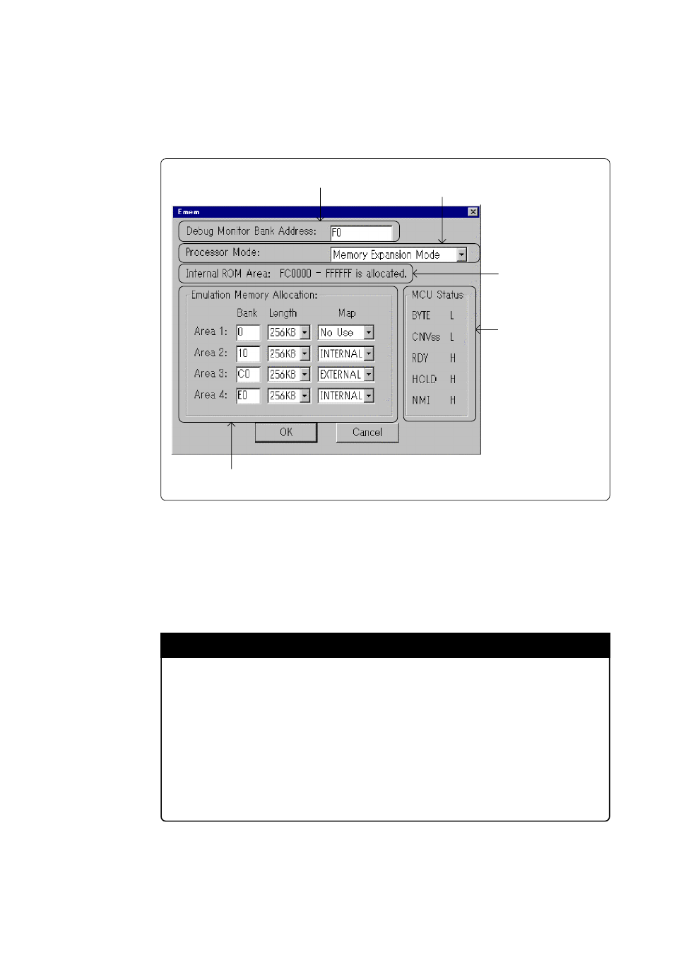 1) setting the debug monitor bank address, Important | Renesas Emulation Pod for M16C/80 Group MCUs M30803T-RPD-E User Manual | Page 51 / 76