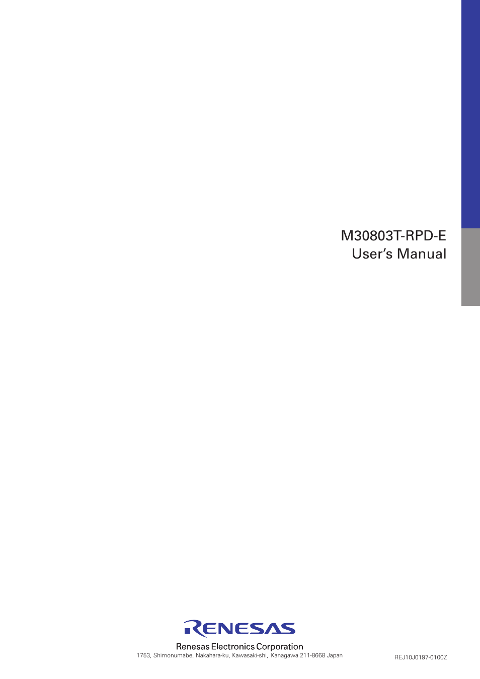 User’s manual | Renesas Emulation Pod for M16C/80 Group MCUs M30803T-RPD-E User Manual | Page 76 / 76