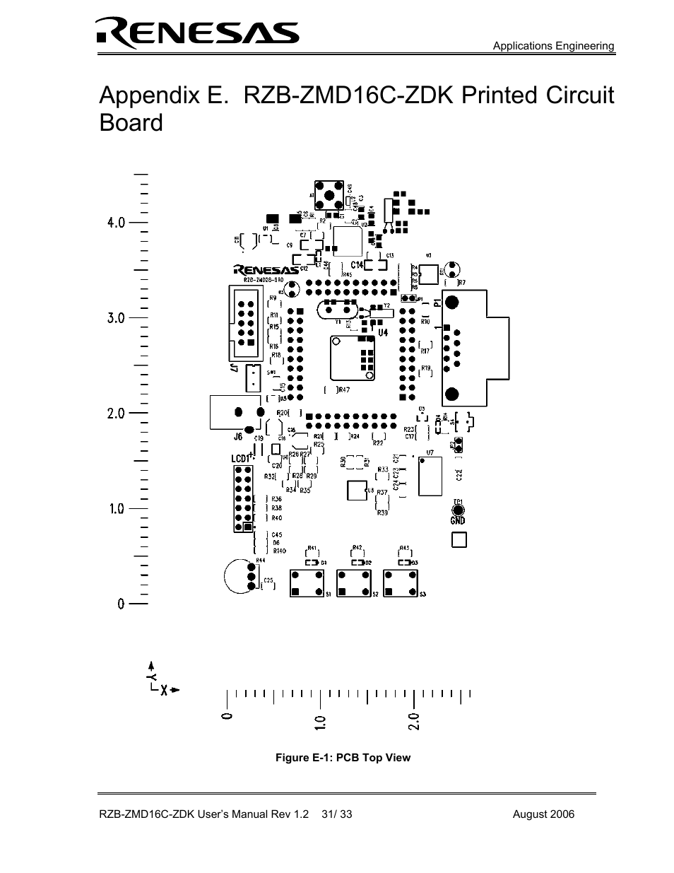Rzb-zmd16c-zdk printed circuit board, Appendix e. rzb-zmd16c-zdk printed circuit board | Renesas RZB-ZMD16C-ZDK User Manual | Page 31 / 33