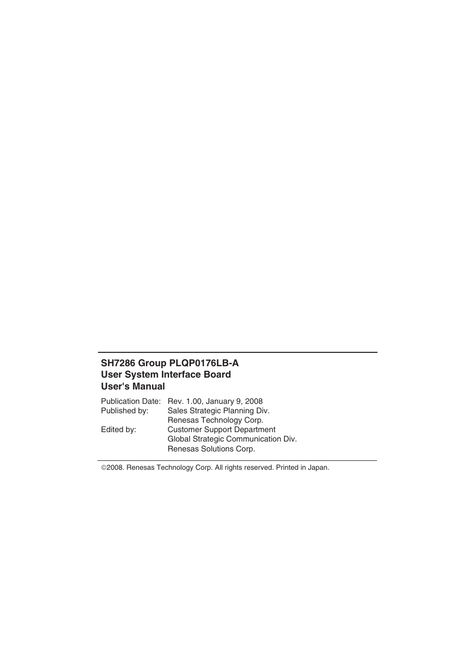 Colophon | Renesas R0E572860CFL00 User Manual | Page 37 / 40