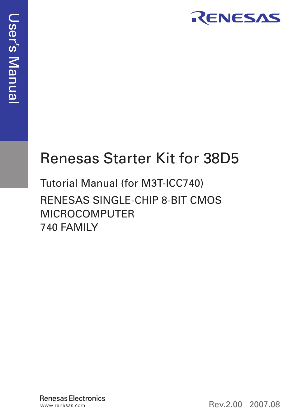 Renesas starter kit for 38d5 | Renesas M3T-ICC740 User Manual | Page 3 / 23