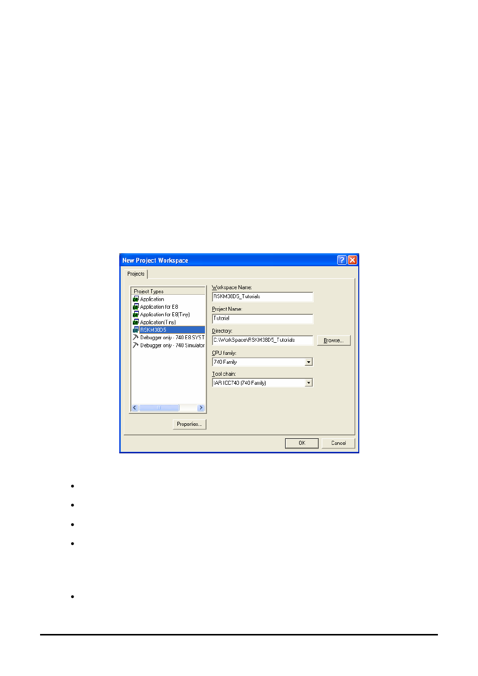 Project workspace, Introduction, Creating a new project workspace | Chapter 4. project workspace | Renesas M3T-ICC740 User Manual | Page 8 / 23