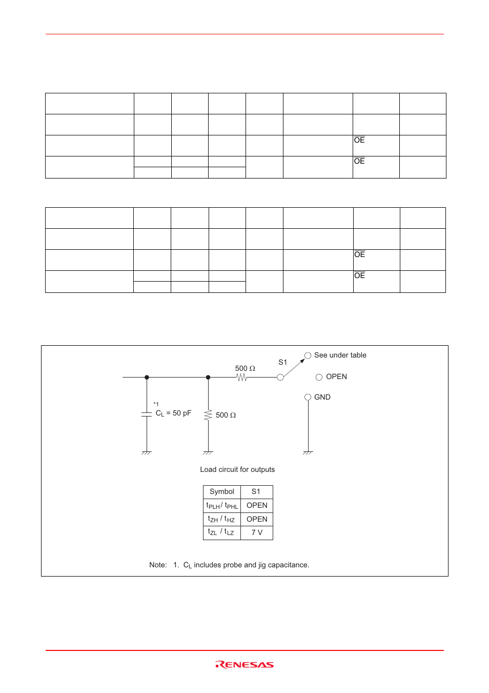 Switching characteristics, Test circuit | Renesas HD74CBT1G125 User Manual | Page 4 / 7
