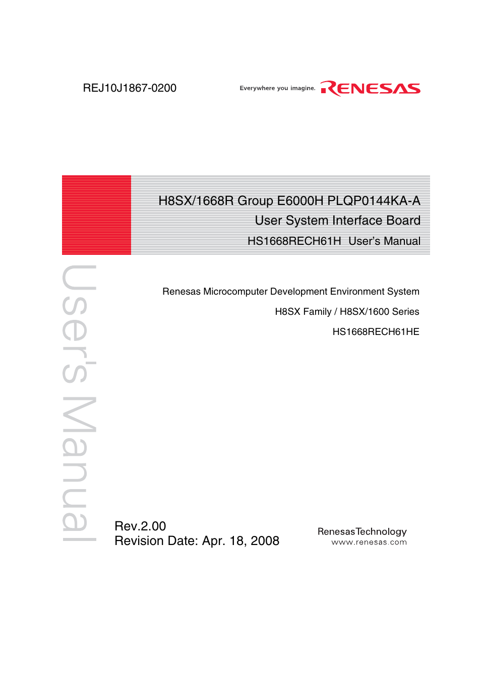 Renesas H8SX/1668R User Manual | 44 pages