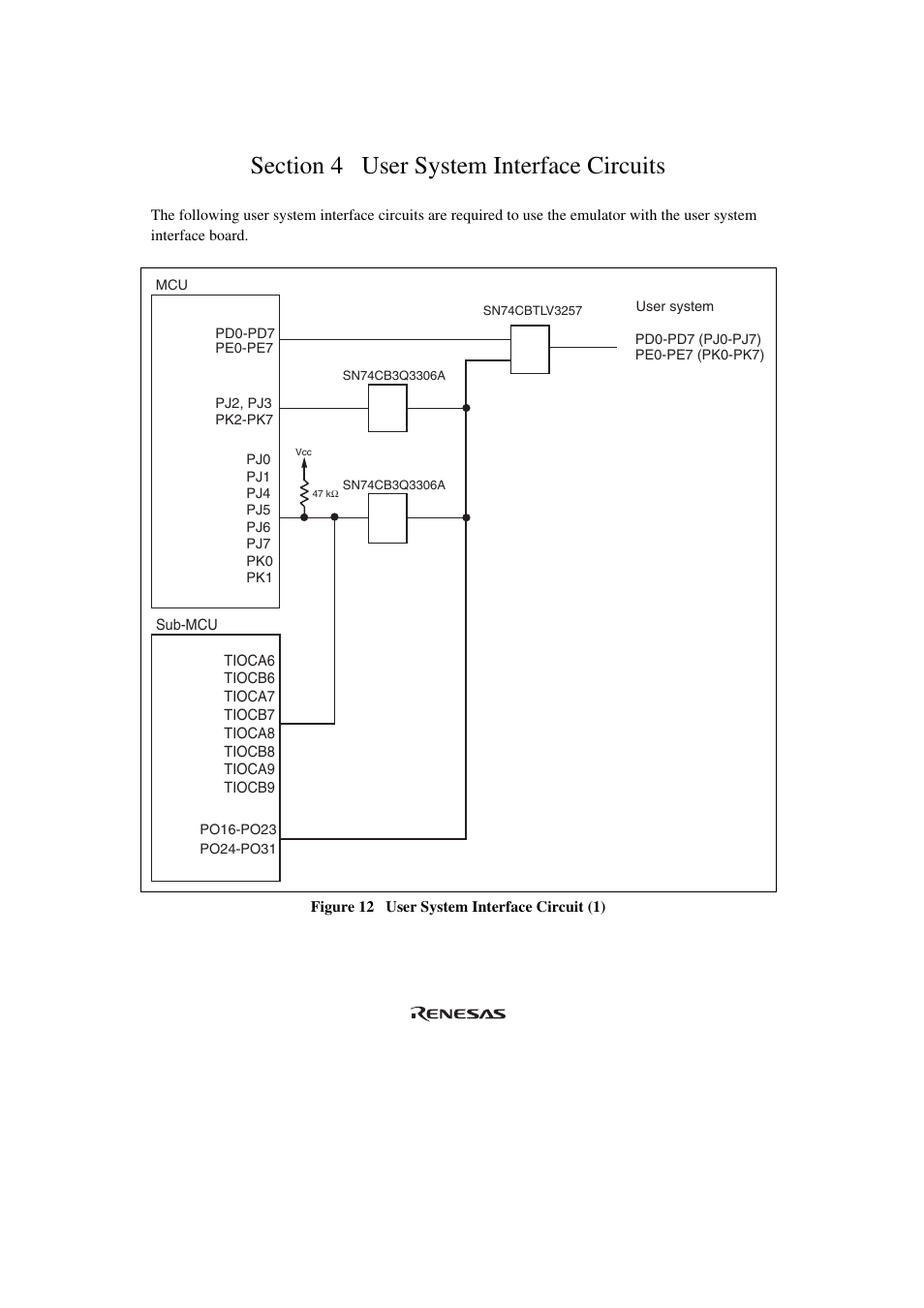 Section 4 user system interface circuits | Renesas H8SX/1668R User Manual | Page 30 / 44