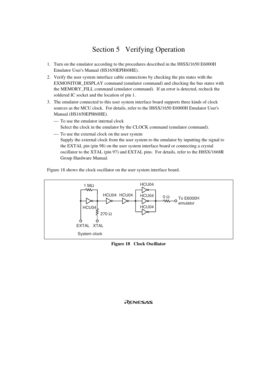Section 5 verifying operation | Renesas H8SX/1668R User Manual | Page 35 / 44