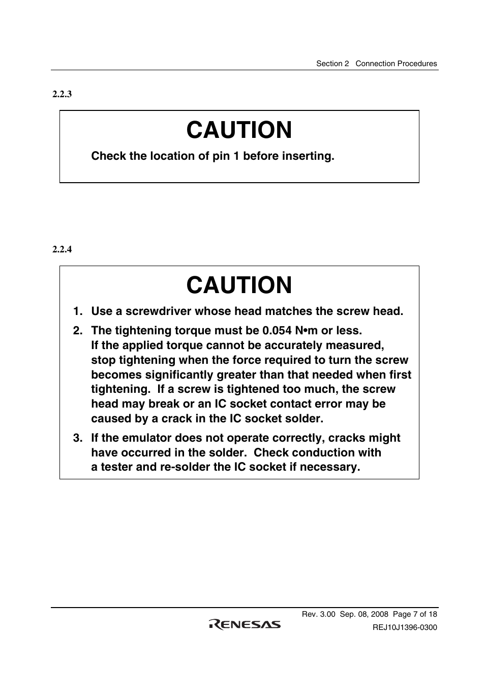 3 inserting cable head, 4 fastening cable head, Caution | Renesas H8SX/1582 User Manual | Page 21 / 36