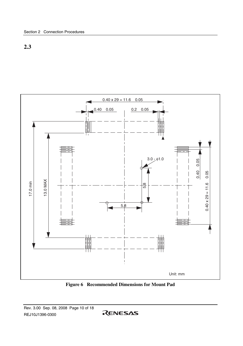 3 recommended dimensions for user system mount pad | Renesas H8SX/1582 User Manual | Page 24 / 36