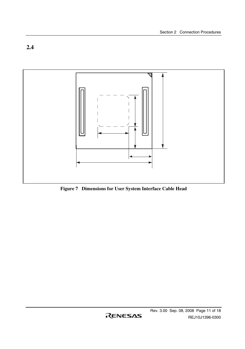 4 dimensions for user system interface cable head | Renesas H8SX/1582 User Manual | Page 25 / 36