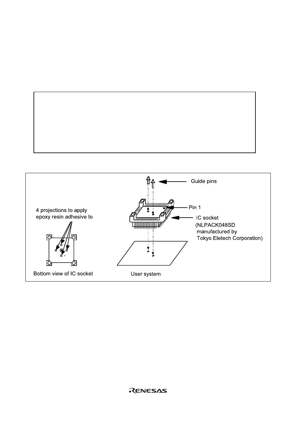 1 installing ic socket, Caution | Renesas H8/36024 User Manual | Page 17 / 32