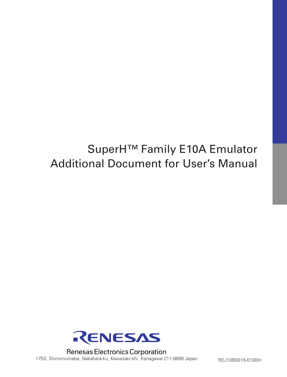 Superh™ family e10a emulator, Additional document for user’s manual | Renesas SuperH SH7600 Series User Manual | Page 38 / 38