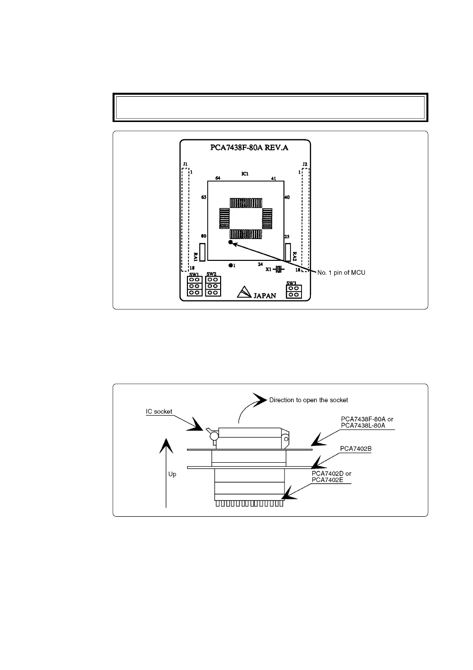 5 inserting an mcu into the programming adapter, 7 precautions when handling the adapter | Renesas PCA7438F-80A User Manual | Page 14 / 18