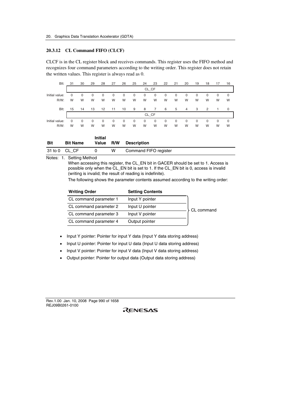 12 cl command fifo (clcf) | Renesas SH7781 User Manual | Page 1020 / 1692