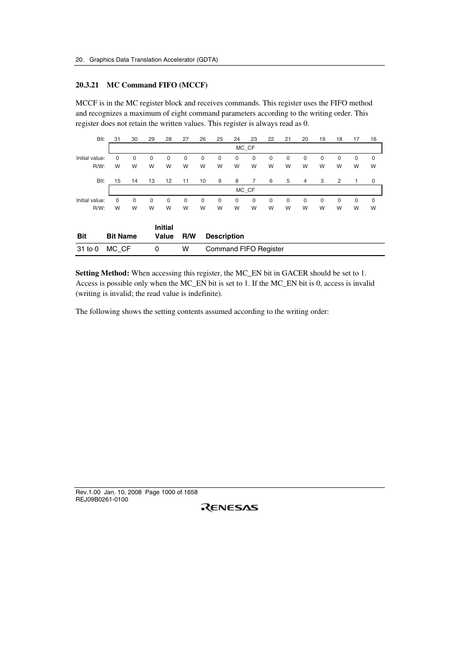21 mc command fifo (mccf) | Renesas SH7781 User Manual | Page 1030 / 1692