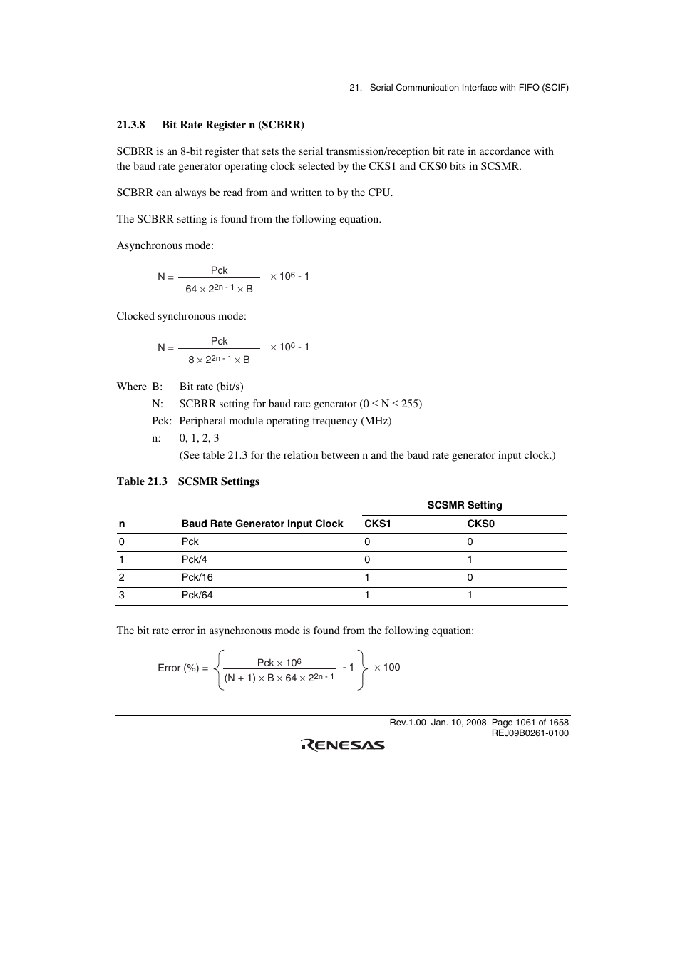 8 bit rate register n (scbrr) | Renesas SH7781 User Manual | Page 1091 / 1692