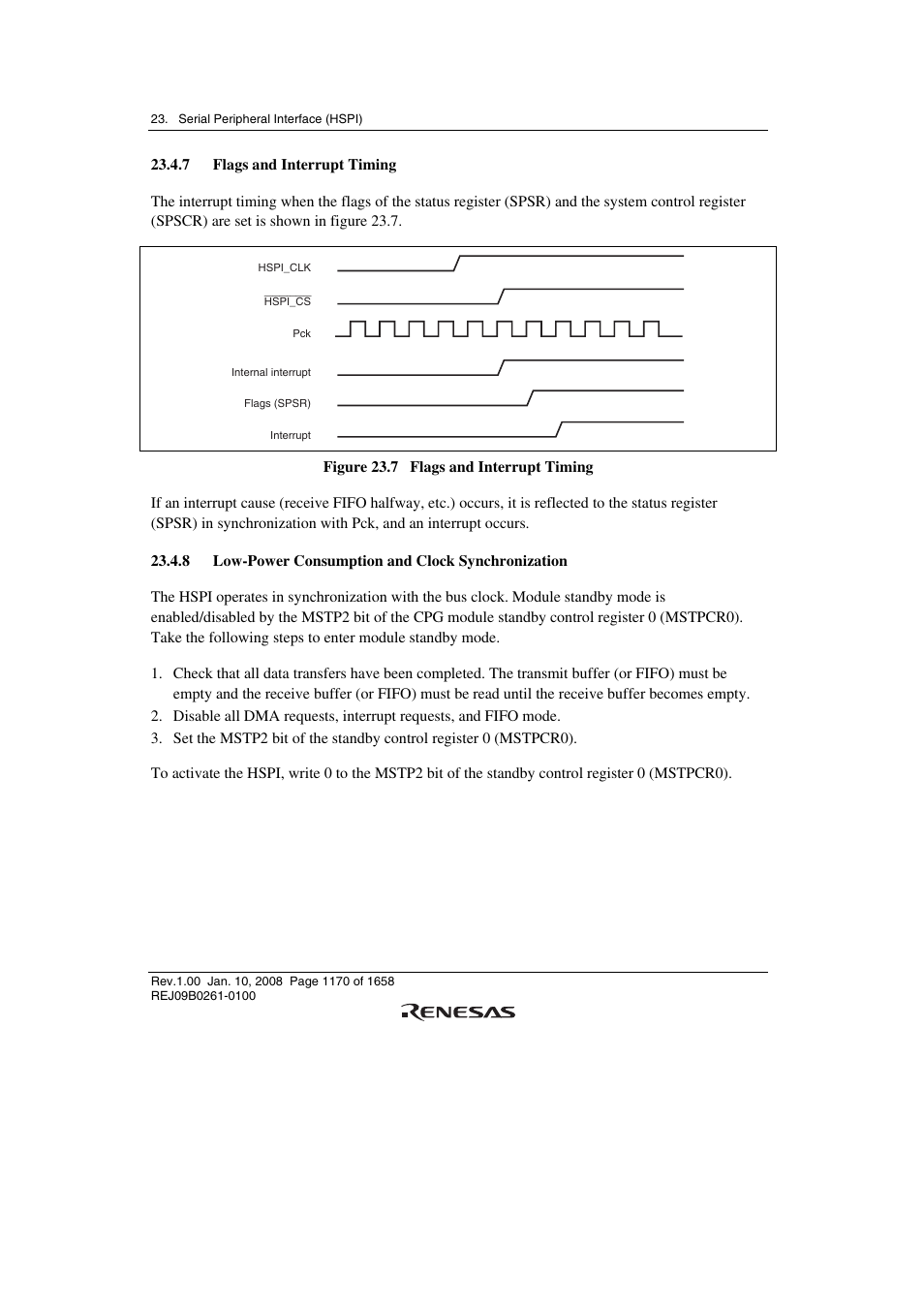 7 flags and interrupt timing, 8 low-power consumption and clock synchronization | Renesas SH7781 User Manual | Page 1200 / 1692