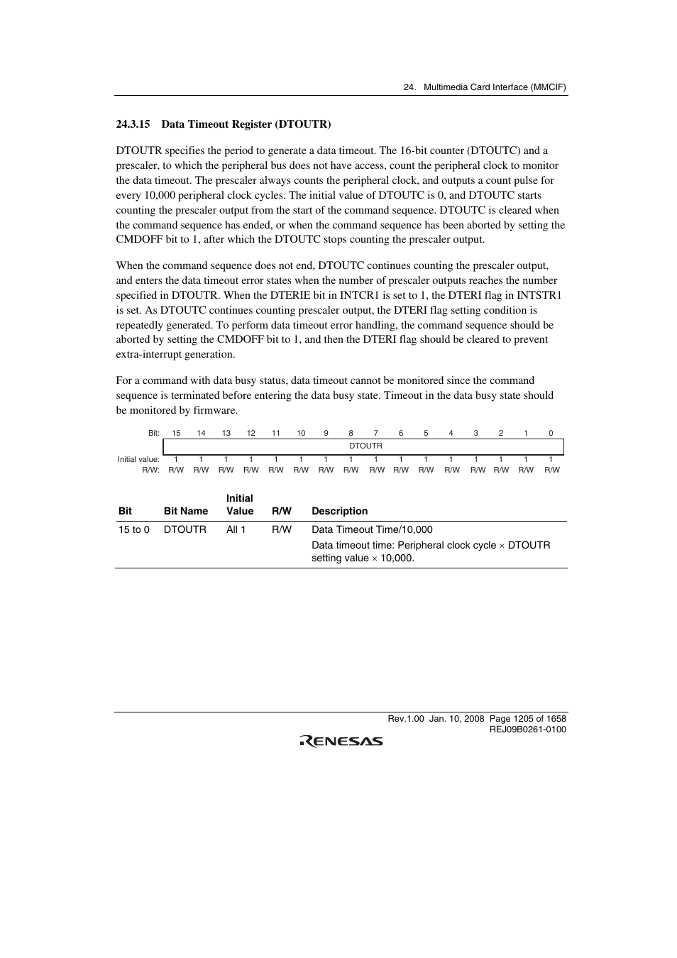 15 data timeout register (dtoutr) | Renesas SH7781 User Manual | Page 1235 / 1692