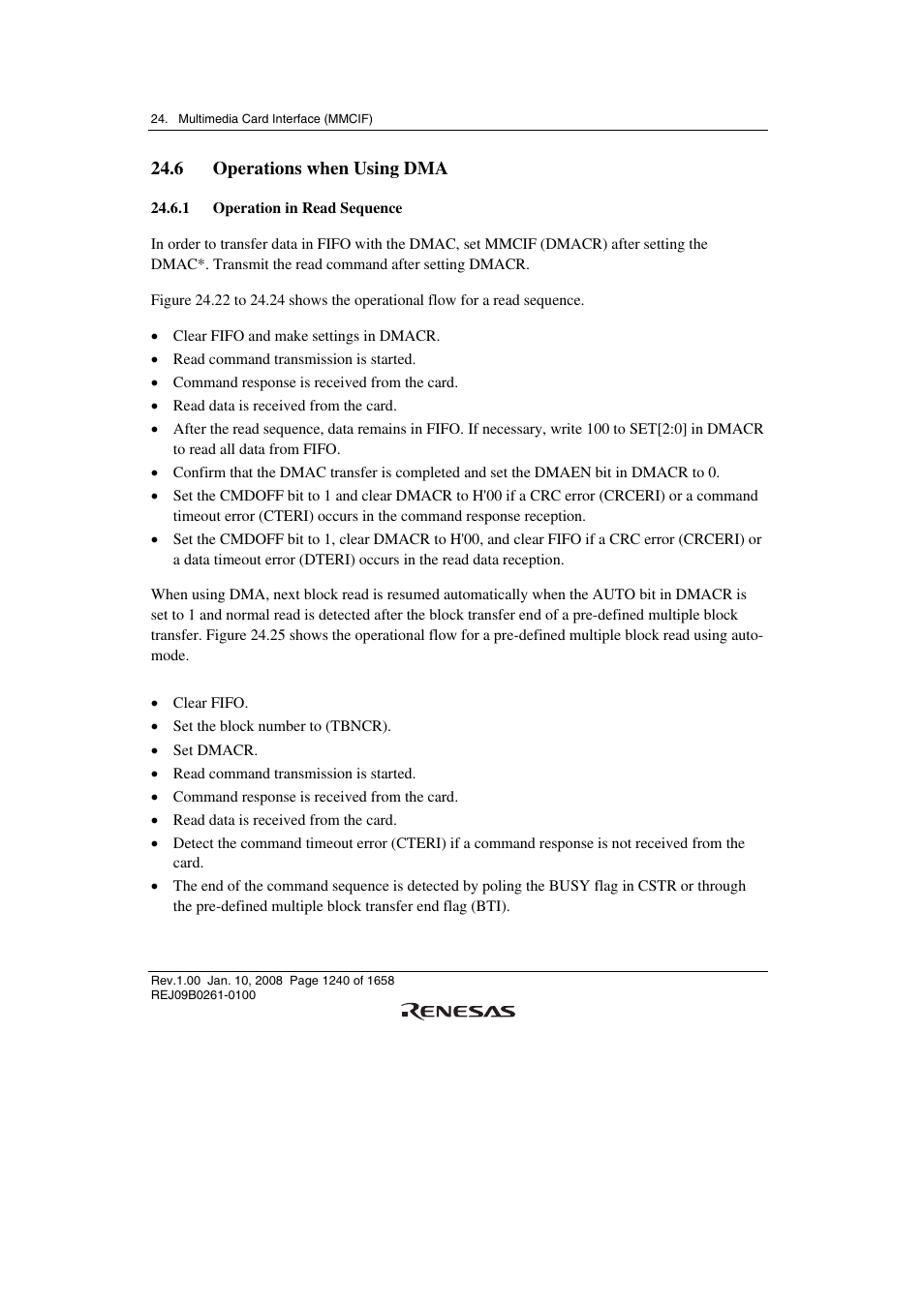 6 operations when using dma, 1 operation in read sequence | Renesas SH7781 User Manual | Page 1270 / 1692