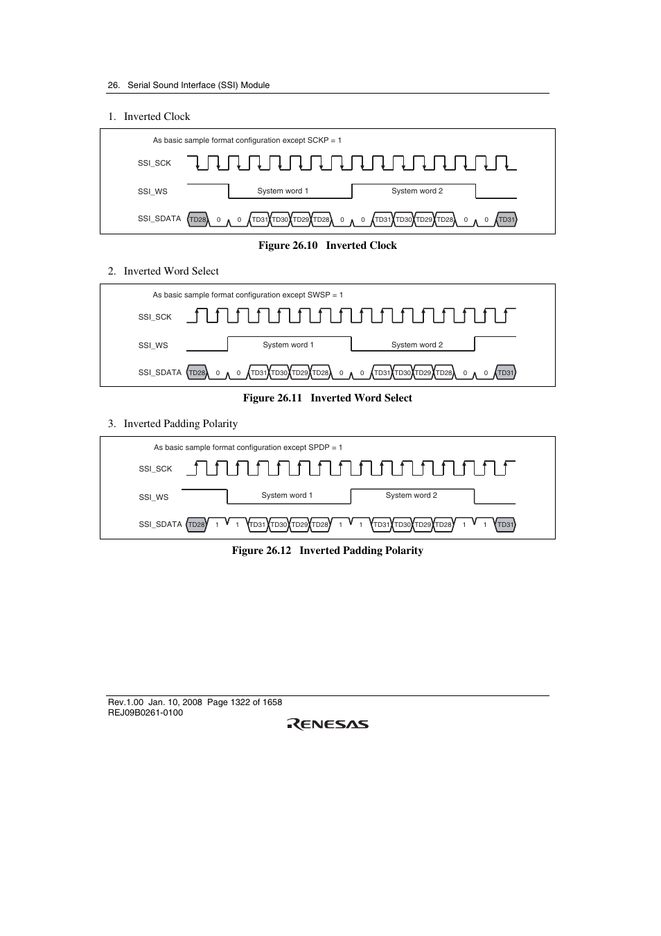 Inverted clock, Figure 26.12 inverted padding polarity | Renesas SH7781 User Manual | Page 1352 / 1692