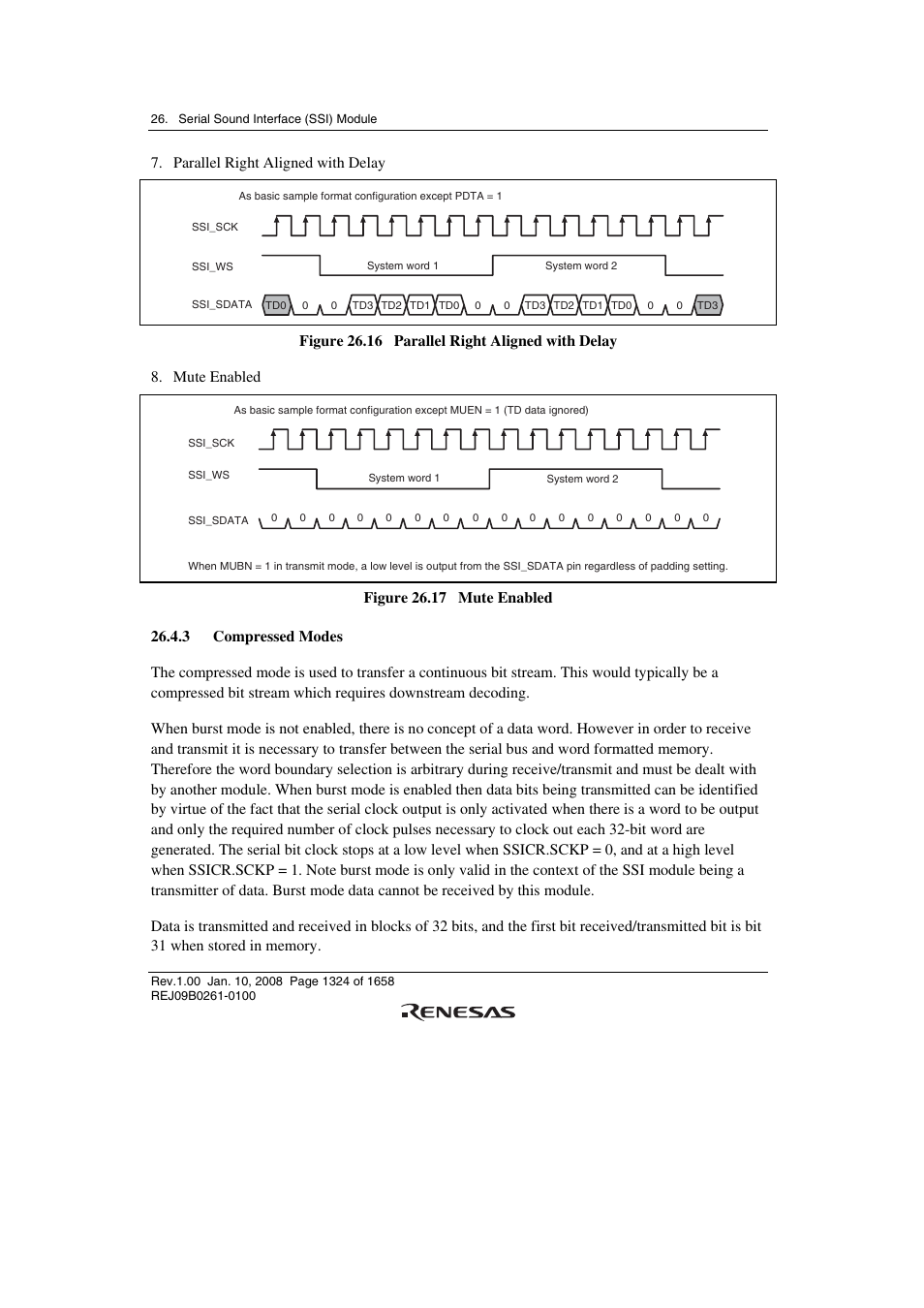 3 compressed modes, Parallel right aligned with delay | Renesas SH7781 User Manual | Page 1354 / 1692