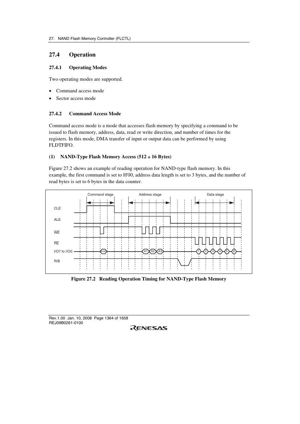 4 operation, 1 operating modes, 2 command access mode | Renesas SH7781 User Manual | Page 1394 / 1692