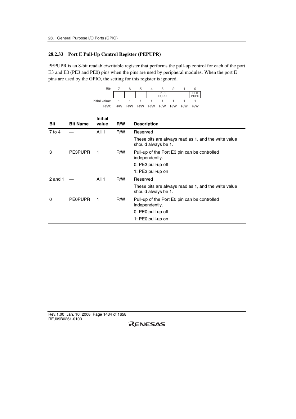 33 port e pull-up control register (pepupr) | Renesas SH7781 User Manual | Page 1464 / 1692