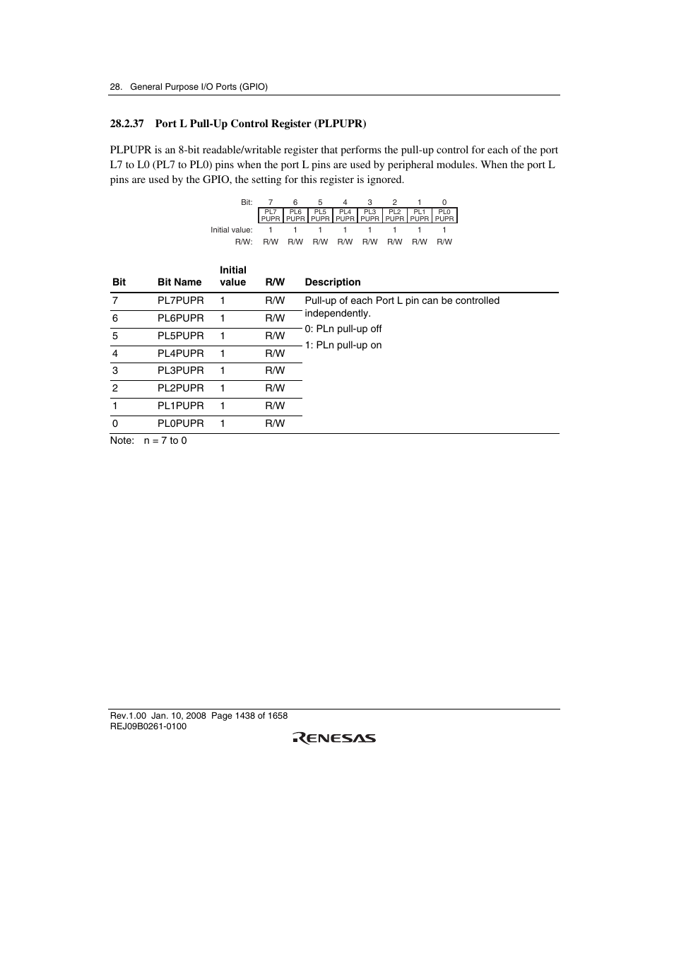 37 port l pull-up control register (plpupr) | Renesas SH7781 User Manual | Page 1468 / 1692