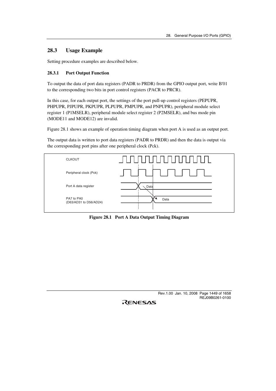 3 usage example, 1 port output function | Renesas SH7781 User Manual | Page 1479 / 1692