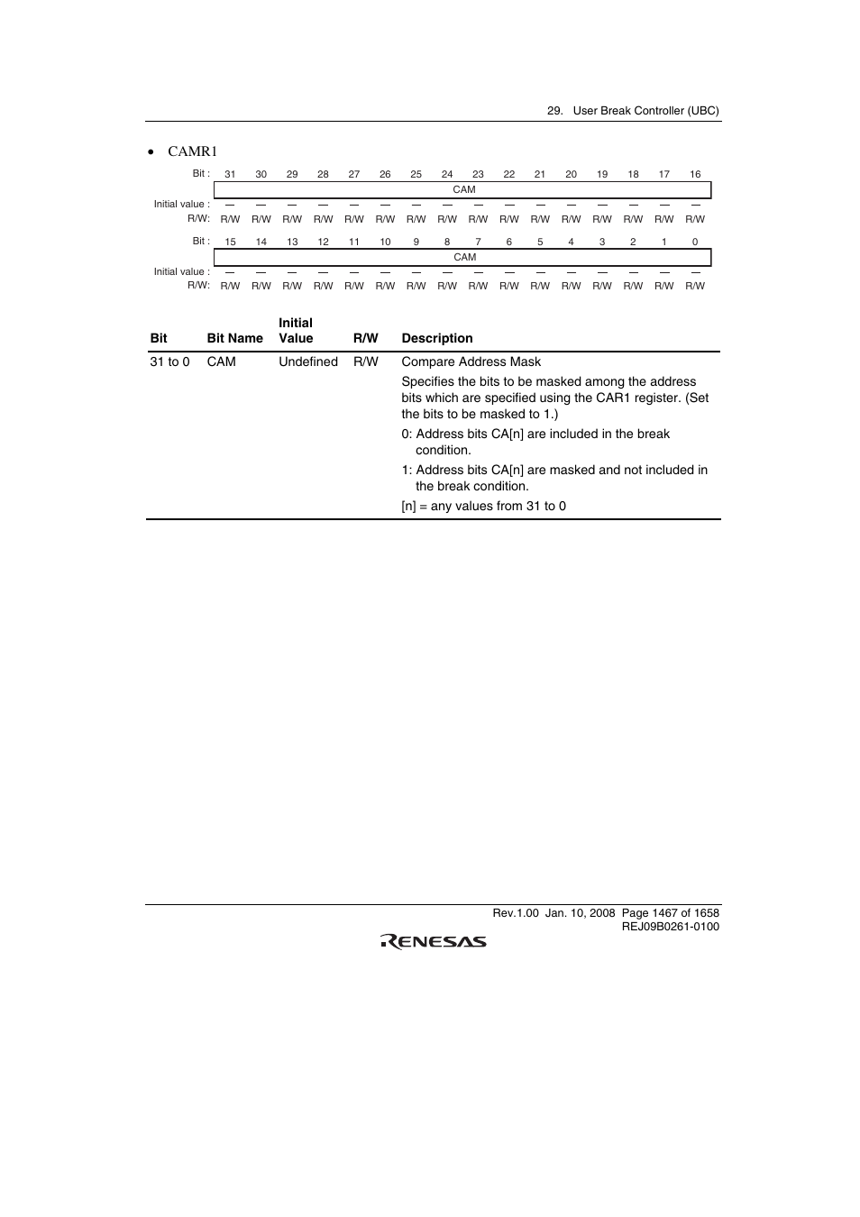 Camr1 | Renesas SH7781 User Manual | Page 1497 / 1692