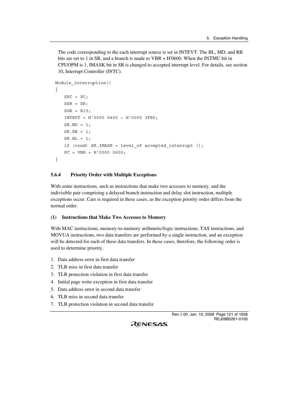 4 priority order with multiple exceptions | Renesas SH7781 User Manual | Page 151 / 1692