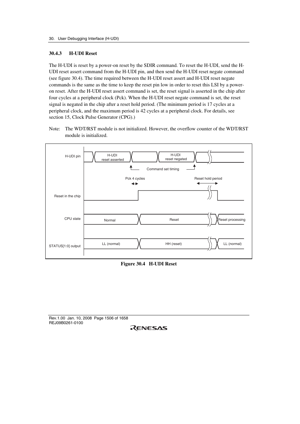 3 h-udi reset, Figure 30.4 h-udi reset | Renesas SH7781 User Manual | Page 1536 / 1692