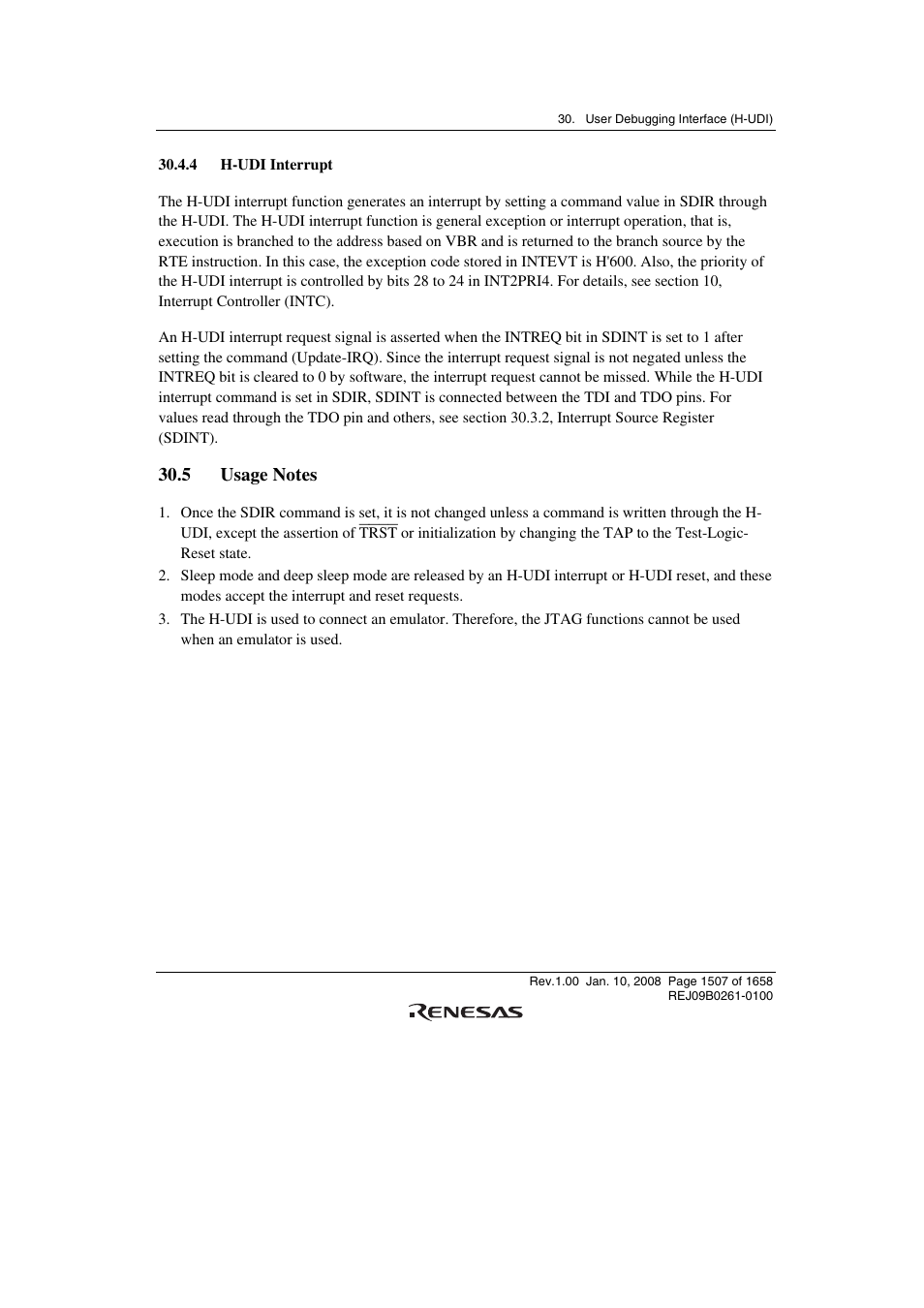 4 h-udi interrupt, 5 usage notes | Renesas SH7781 User Manual | Page 1537 / 1692