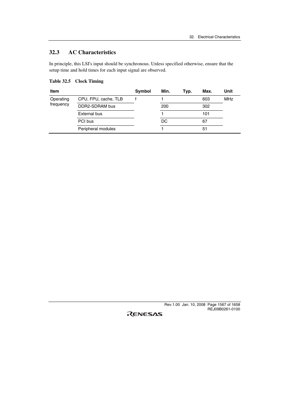 3 ac characteristics | Renesas SH7781 User Manual | Page 1597 / 1692