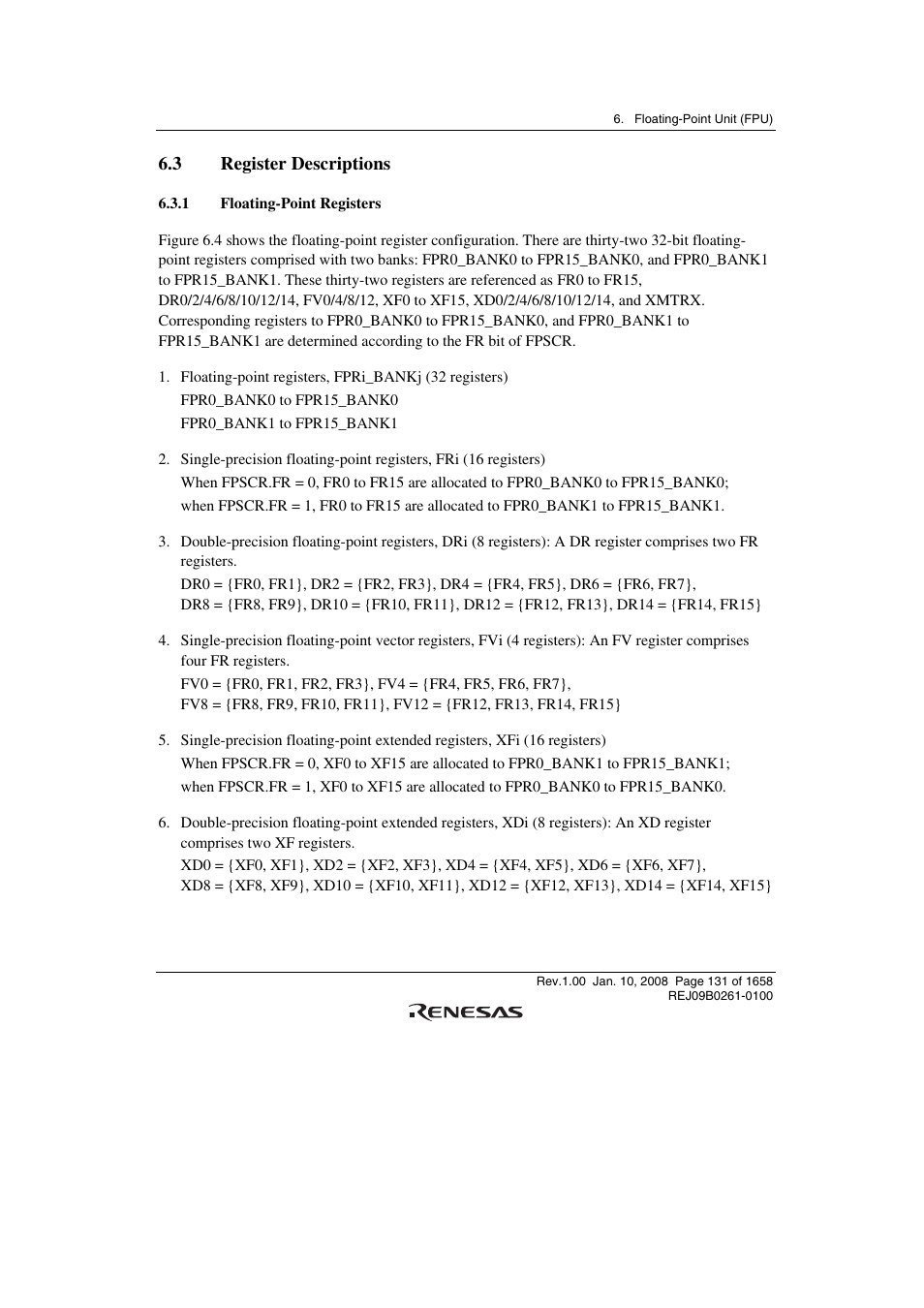 3 register descriptions, 1 floating-point registers | Renesas SH7781 User Manual | Page 161 / 1692