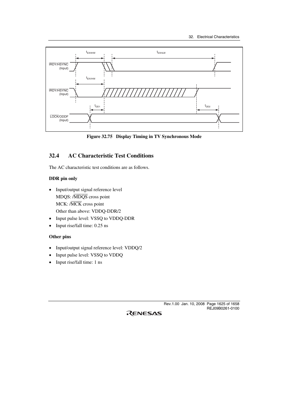 4 ac characteristic test conditions | Renesas SH7781 User Manual | Page 1655 / 1692