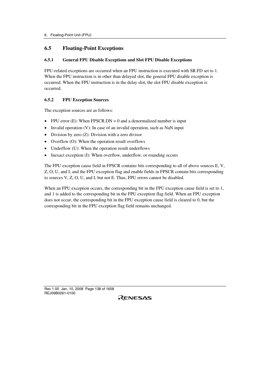 5 floating-point exceptions, 2 fpu exception sources | Renesas SH7781 User Manual | Page 168 / 1692