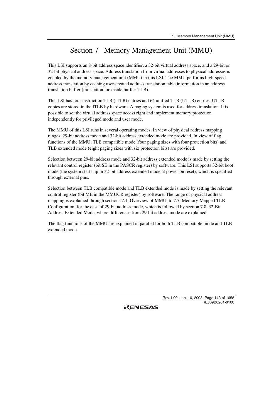 Section 7 memory management unit (mmu) | Renesas SH7781 User Manual | Page 173 / 1692