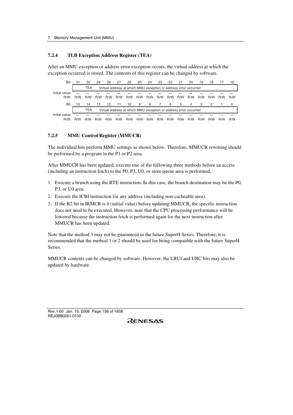 4 tlb exception address register (tea), 5 mmu control register (mmucr) | Renesas SH7781 User Manual | Page 186 / 1692
