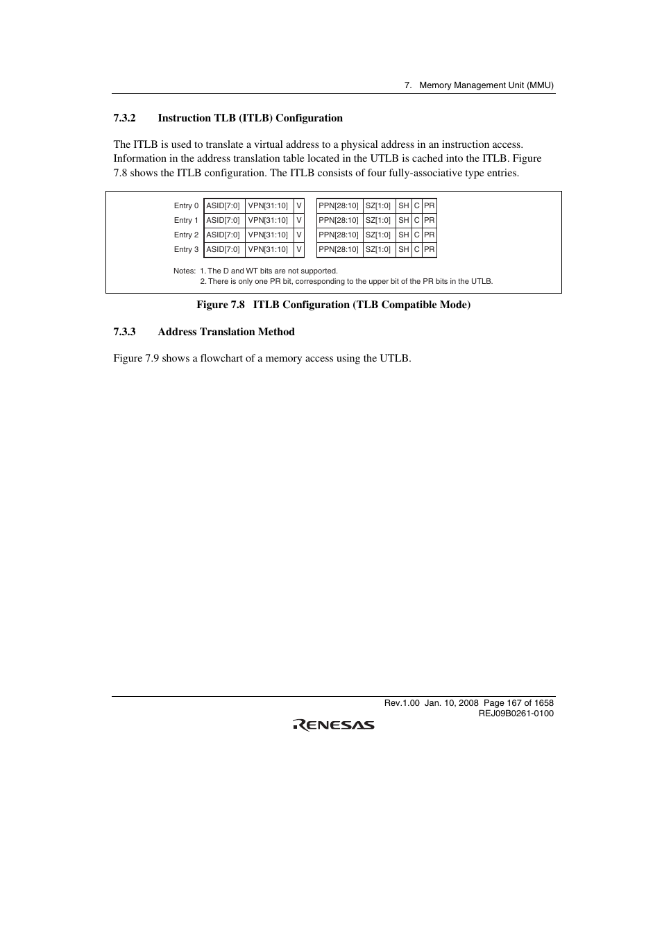 2 instruction tlb (itlb) configuration, 3 address translation method | Renesas SH7781 User Manual | Page 197 / 1692