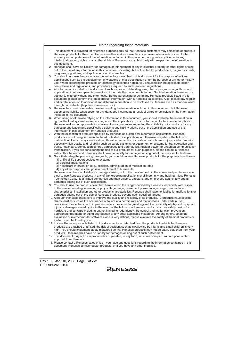 Notes regarding these materials | Renesas SH7781 User Manual | Page 2 / 1692