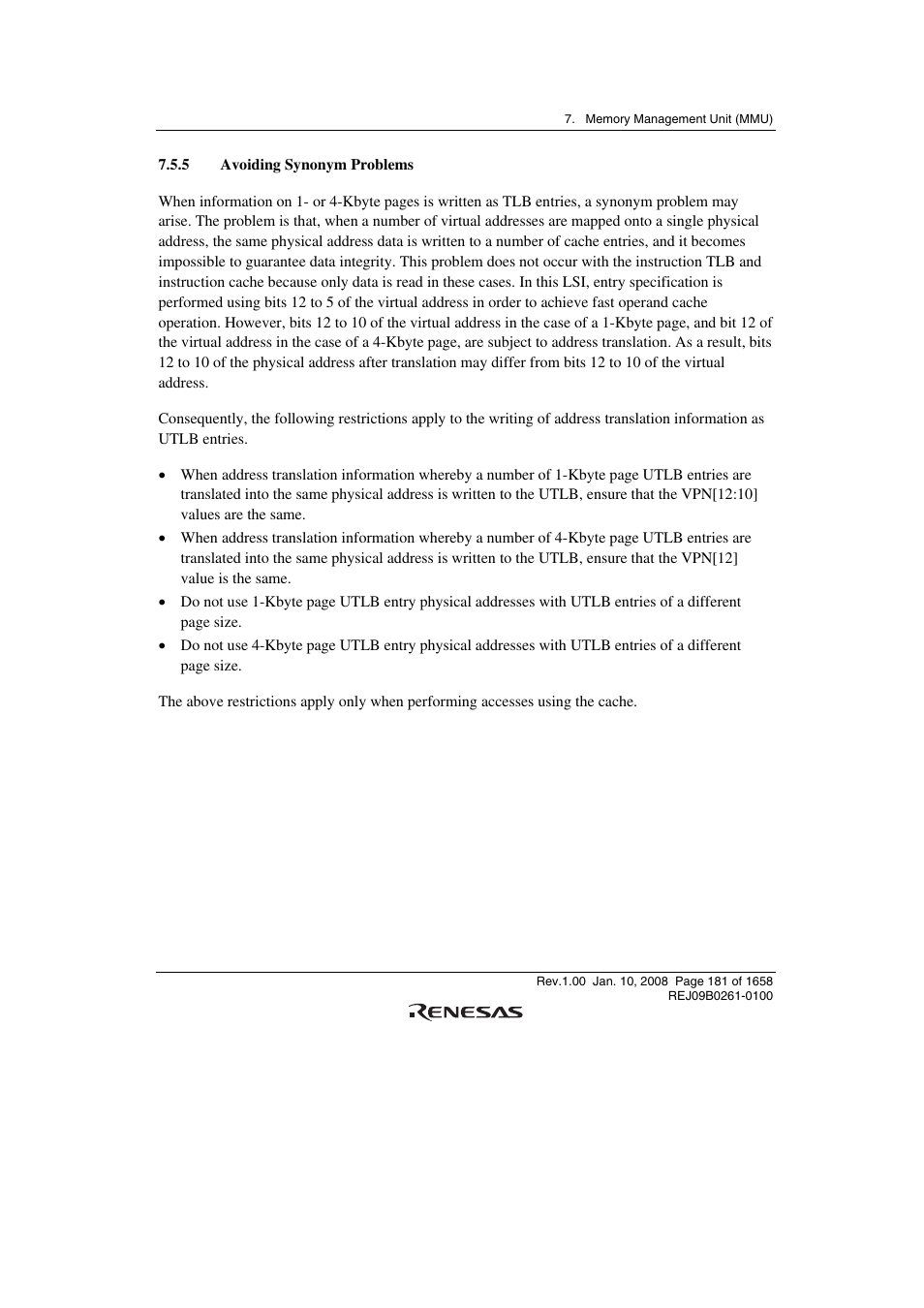 5 avoiding synonym problems | Renesas SH7781 User Manual | Page 211 / 1692