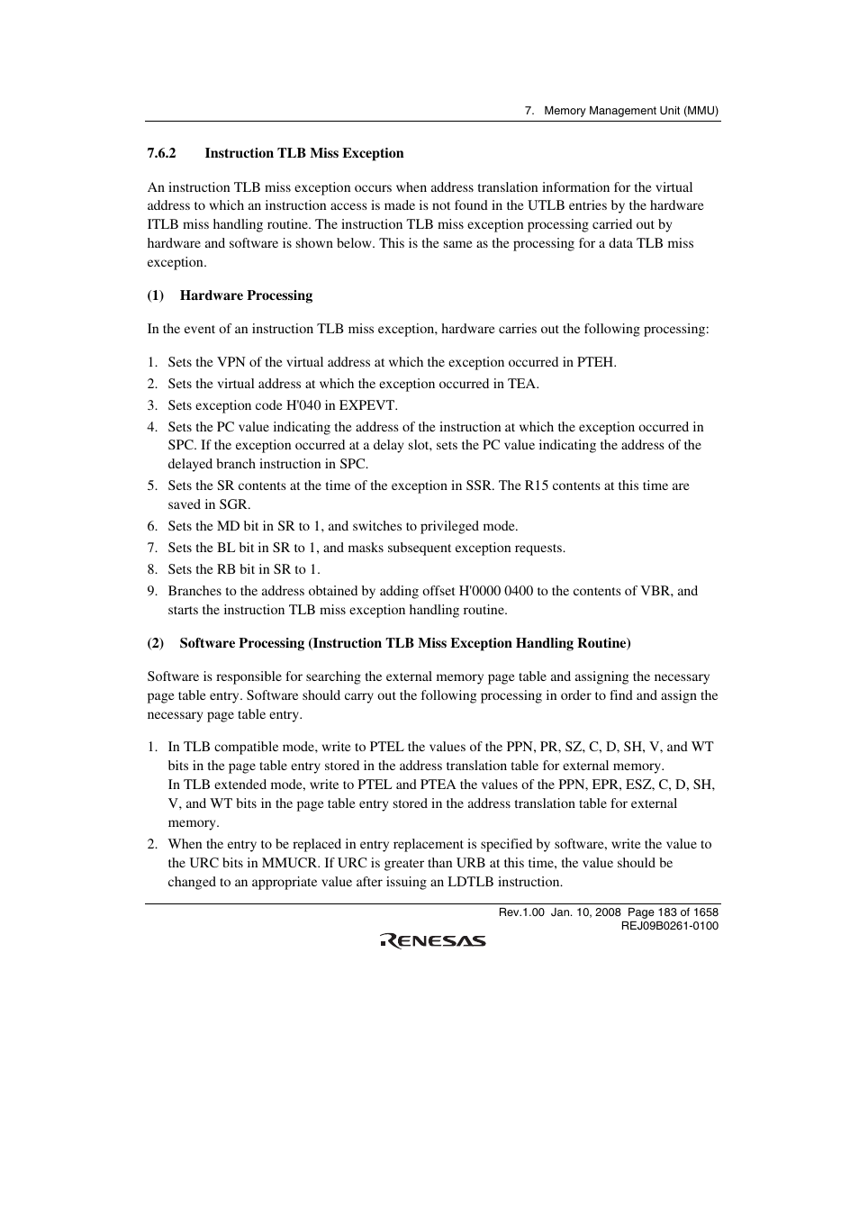 2 instruction tlb miss exception | Renesas SH7781 User Manual | Page 213 / 1692