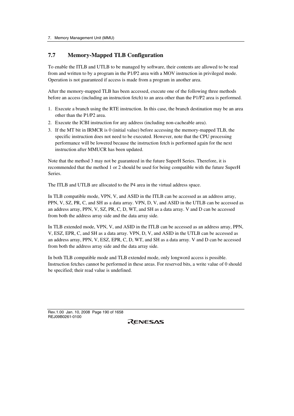 7 memory-mapped tlb configuration | Renesas SH7781 User Manual | Page 220 / 1692