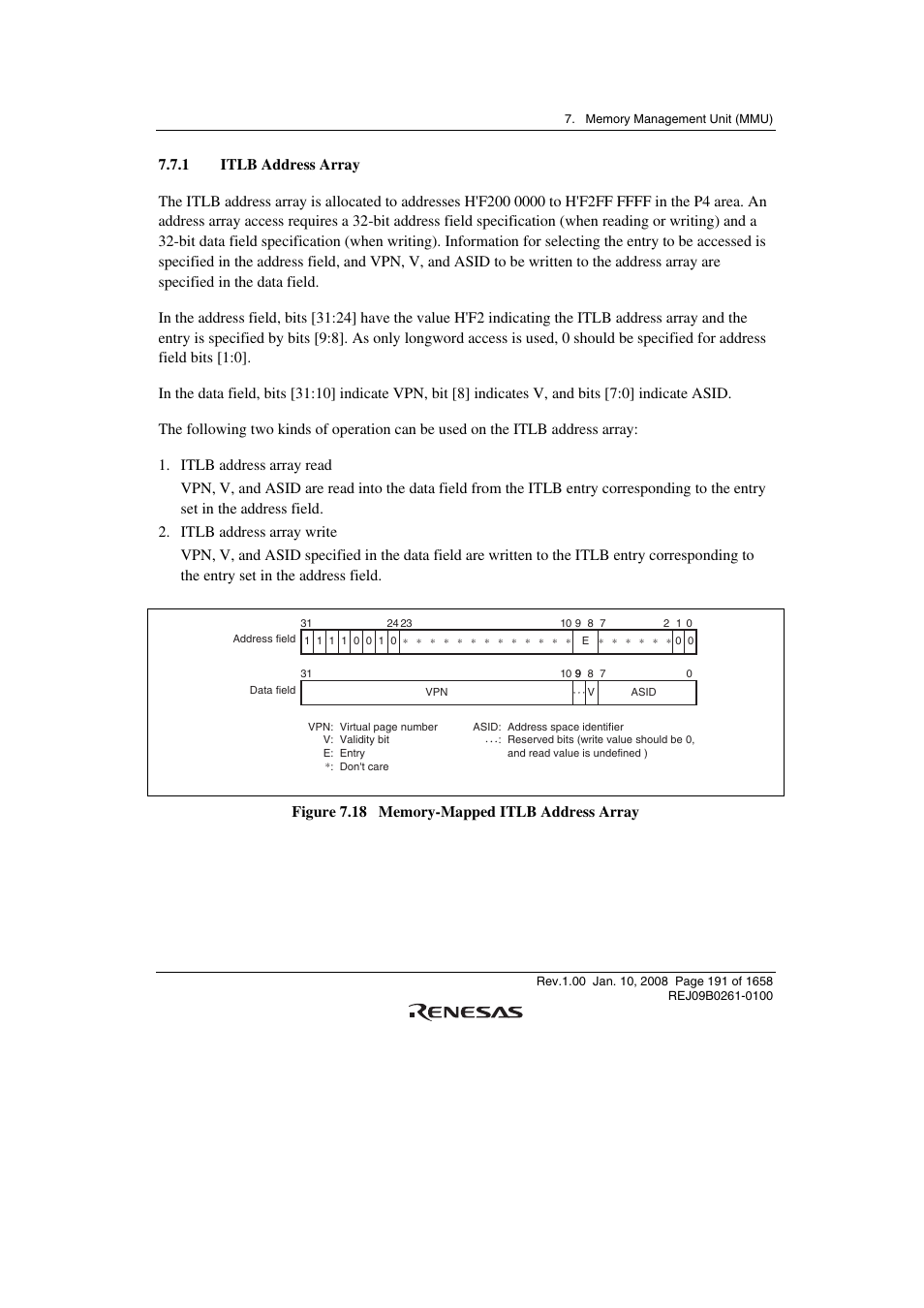 1 itlb address array | Renesas SH7781 User Manual | Page 221 / 1692