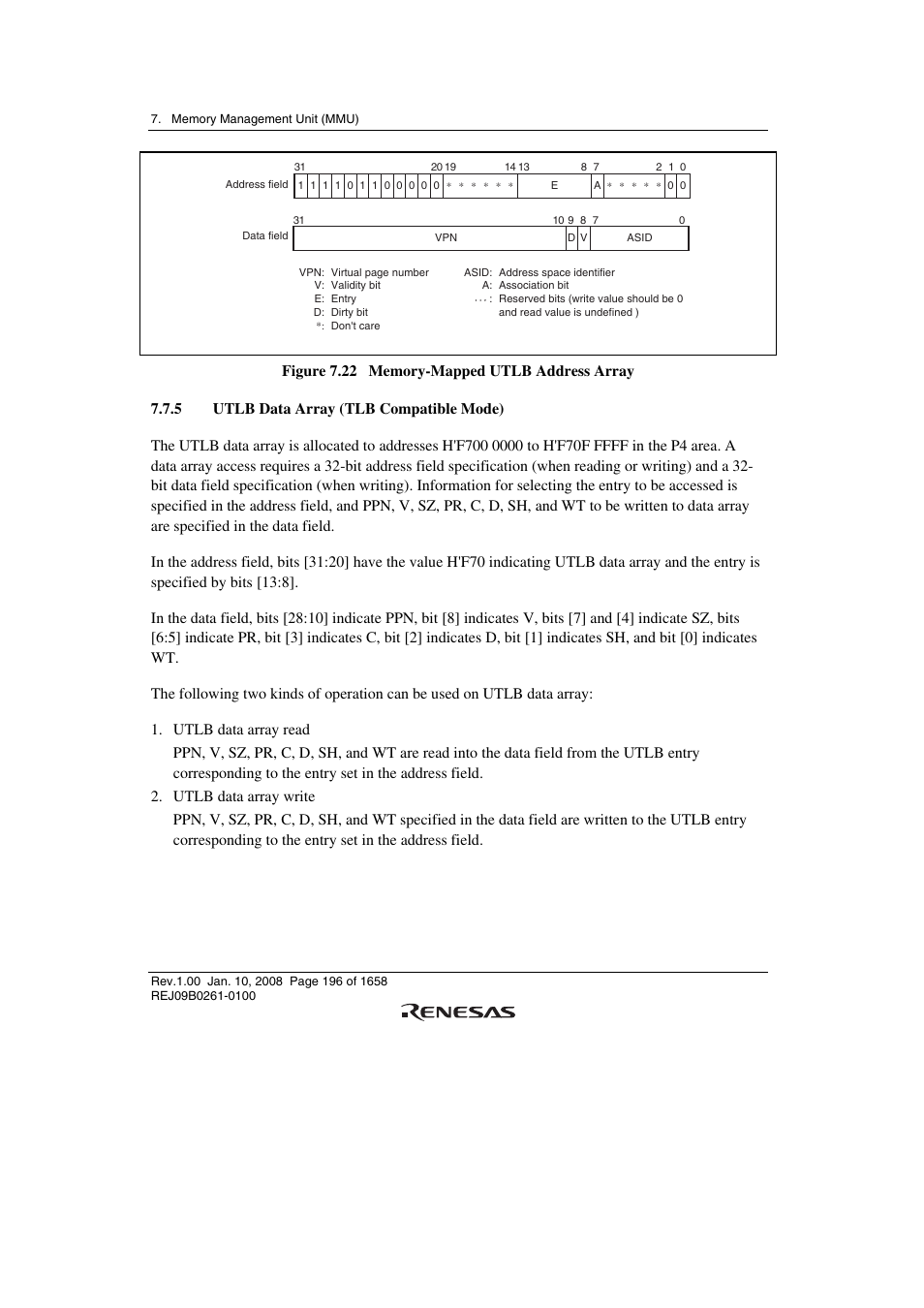 5 utlb data array (tlb compatible mode) | Renesas SH7781 User Manual | Page 226 / 1692