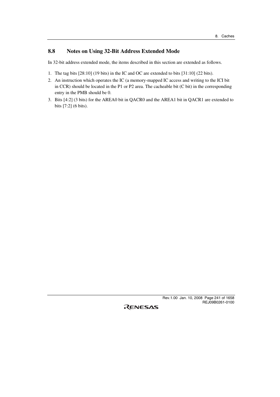 8 notes on using 32-bit address extended mode | Renesas SH7781 User Manual | Page 271 / 1692