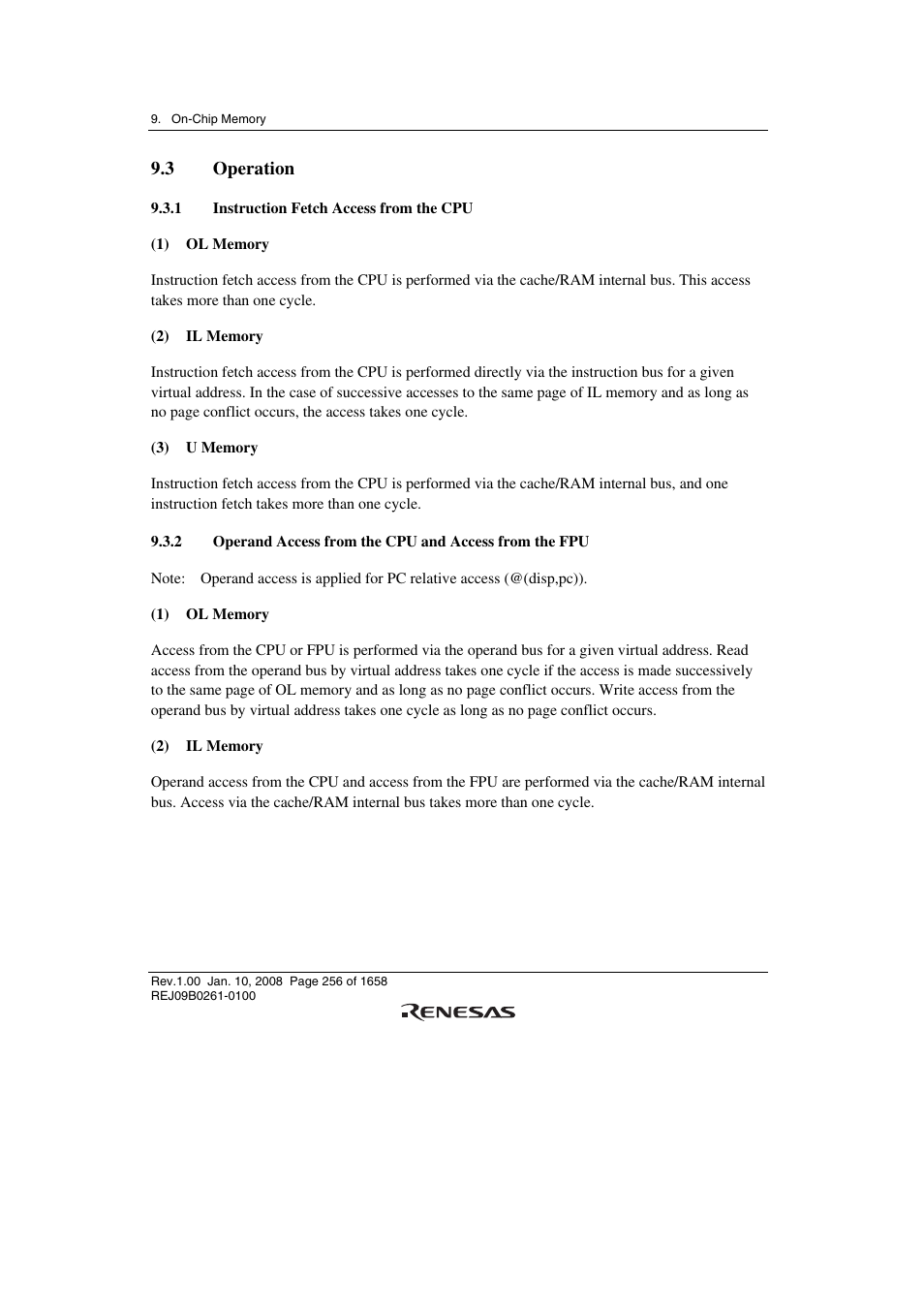 3 operation, 1 instruction fetch access from the cpu | Renesas SH7781 User Manual | Page 286 / 1692