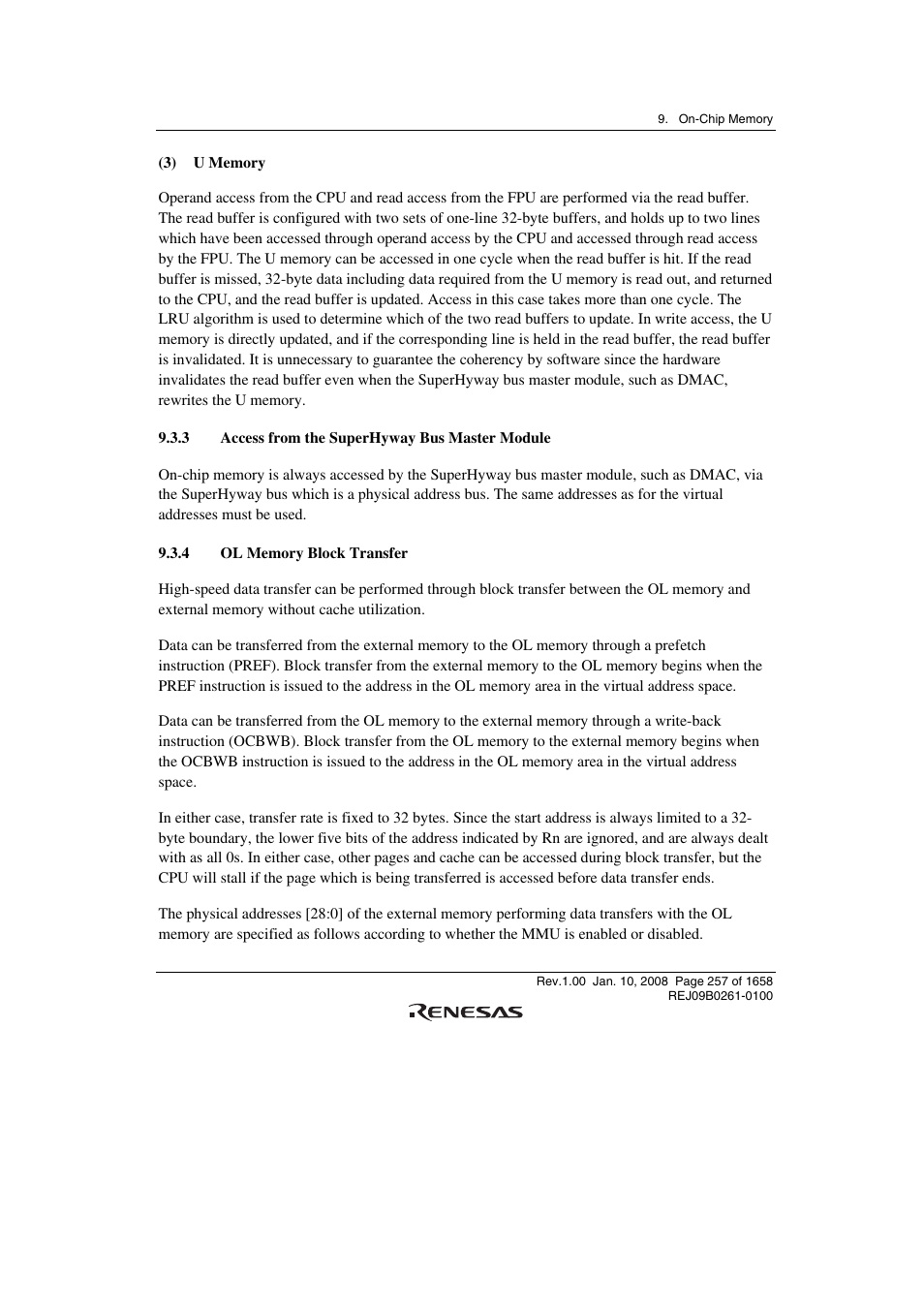 3 access from the superhyway bus master module, 4 ol memory block transfer | Renesas SH7781 User Manual | Page 287 / 1692