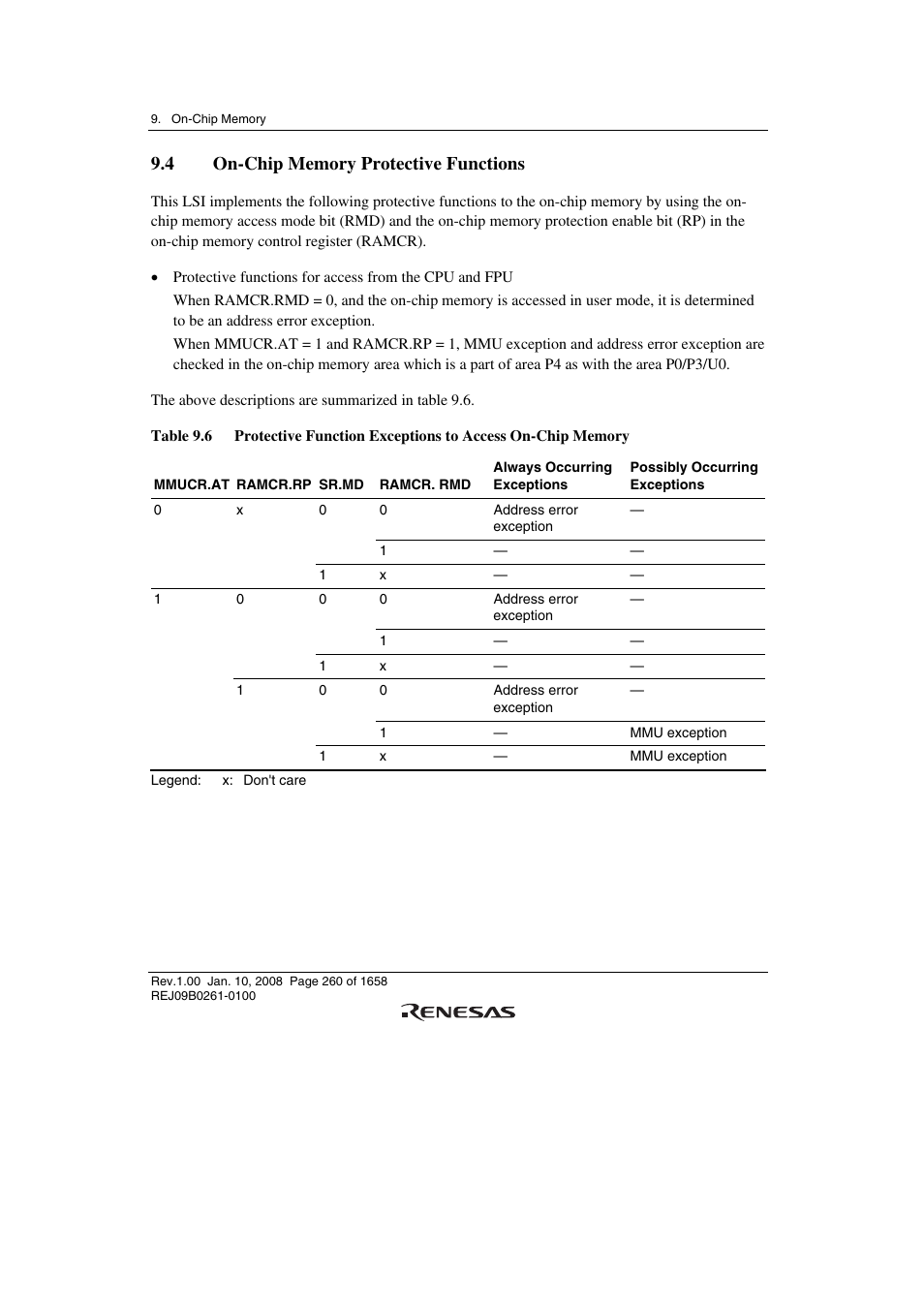 4 on-chip memory protective functions | Renesas SH7781 User Manual | Page 290 / 1692