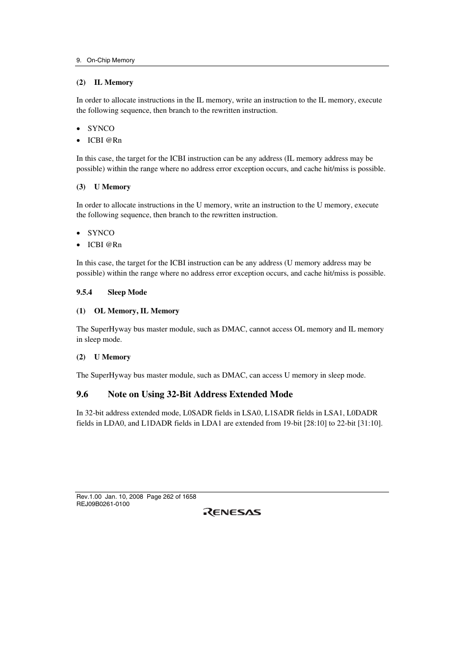 4 sleep mode, 6 note on using 32-bit address extended mode | Renesas SH7781 User Manual | Page 292 / 1692